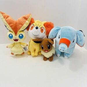 Pokemon Plush Stuffed Animal Lot Of 4 Phampy Victini Fennekin Eevee